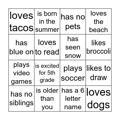 Find Someone Who... Bingo Card