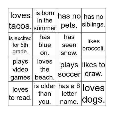 Find Someone Who... Bingo Card