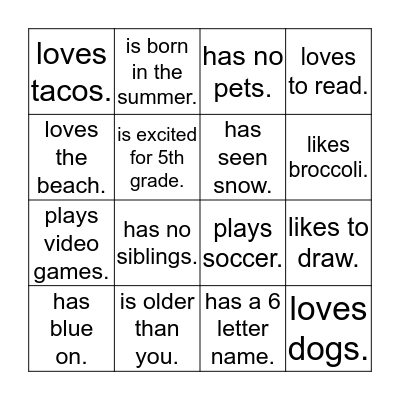 Find Someone Who... Bingo Card