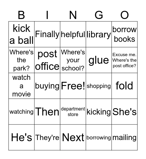 Around Town Bingo Card