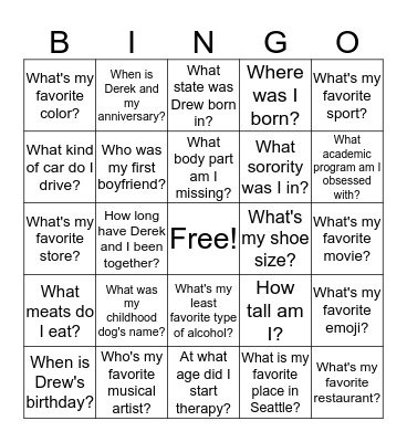 Maggie Bingo Card