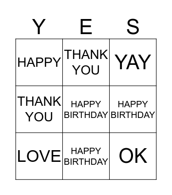 IRIS BIRTHDAY Bingo Card