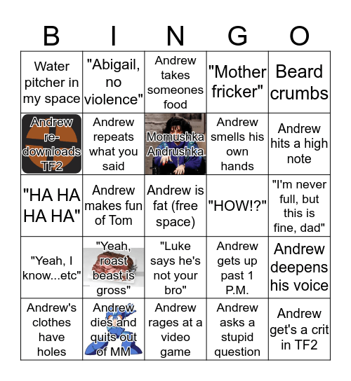 Andrew's Bingo Palooza Bingo Card