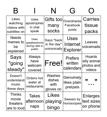 Granny Bingo Card