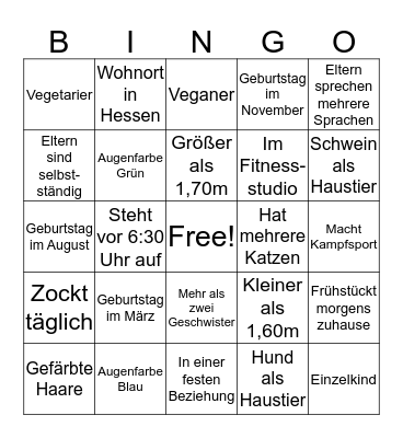 Diamanten Bingo Card