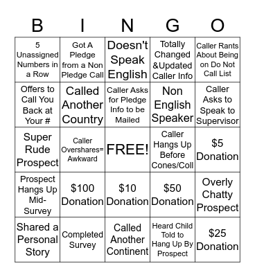 Conestoga Student Callers' Bingo Card