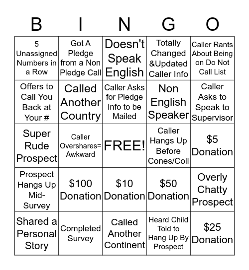 Conestoga Student Callers' Bingo Card