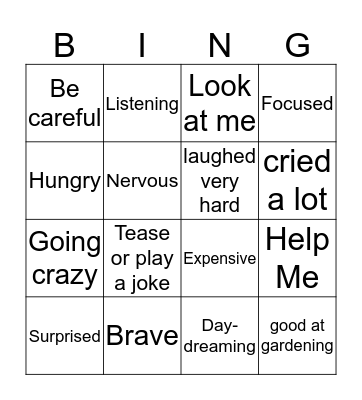 Even More Parts: Idioms Bingo Card