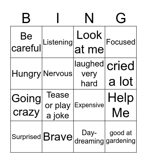 Even More Parts: Idioms Bingo Card
