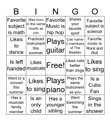 Get-To-Know-You Bingo Card