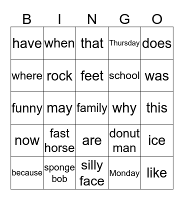 WELCOME BACK BINGO! Bingo Card