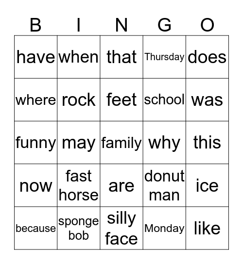 WELCOME BACK BINGO! Bingo Card