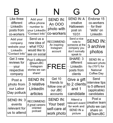 JBC SOCIAL BINGO Card