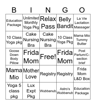 Motherhood Center Bingo  Bingo Card
