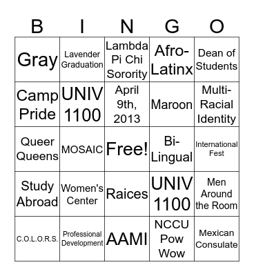 Bingo Pop Bingo Card