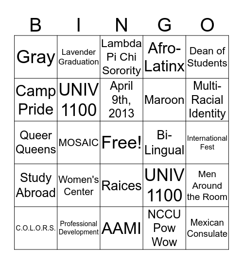 Bingo Pop Bingo Card