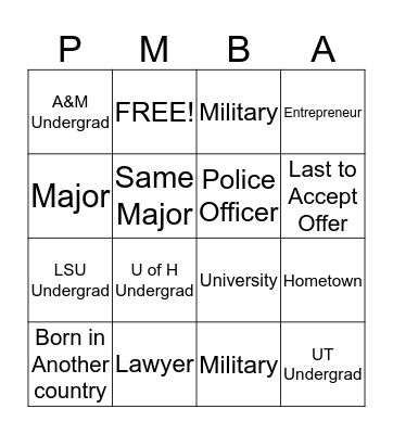 20/21 Mixer Bingo Card