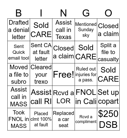 Team Hoeltke Bingo Card