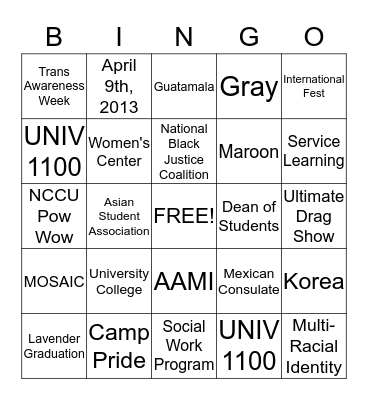 Bingo Pop Bingo Card