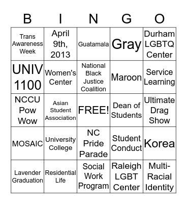 Bingo Pop Bingo Card