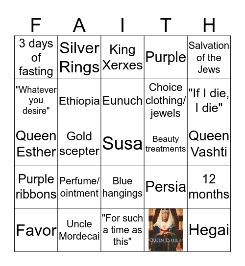 Bravery Girl Bingo Card