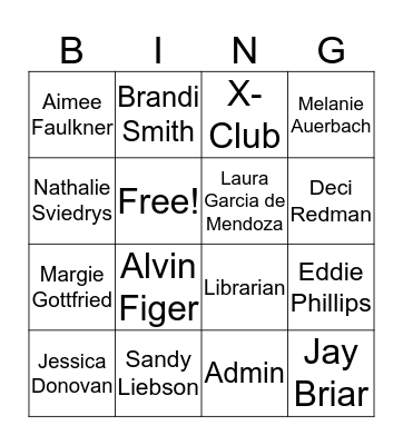 Staff Bingo Card