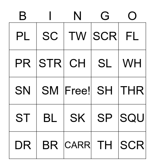 LETTER BLEND BINGO Card