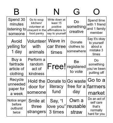 Let's be better people! Bingo Card