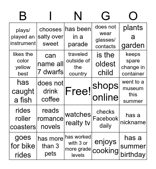 Find a Porter Panda Who Bingo Card