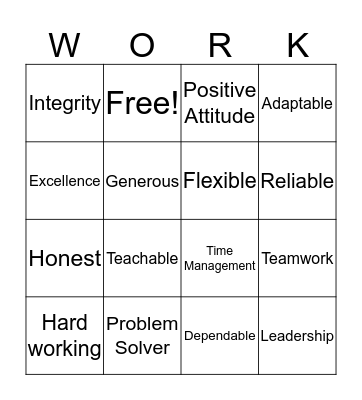 Soft Skills Bingo Card