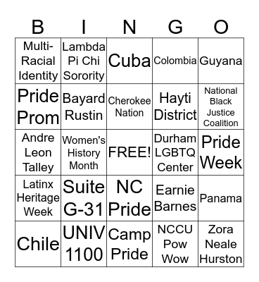 Bingo Pops! Bingo Card