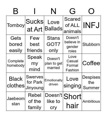 How similar are you to @eternaljaebeom (raiyan)? Bingo Card