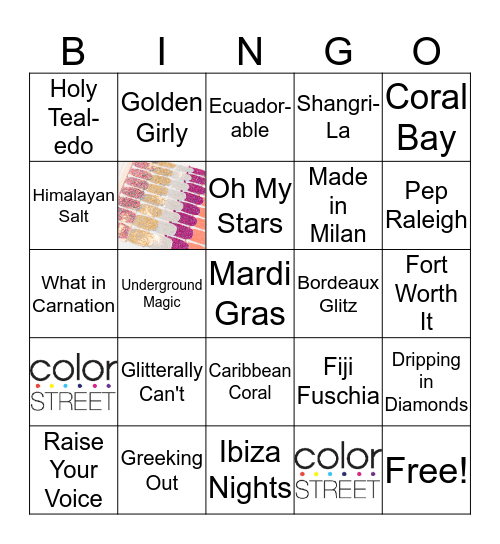 Color Street Wine and Nails Night Bingo Card
