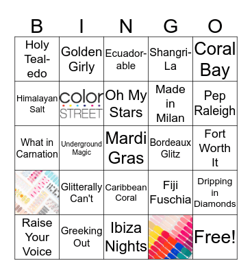Color Street Wine and Nails Night Bingo Card