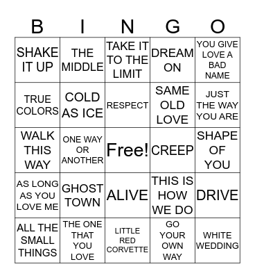 MUSIC BINGO Card