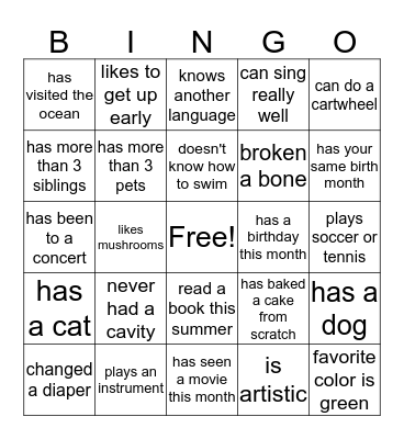 Find someone in this class who...... Bingo Card