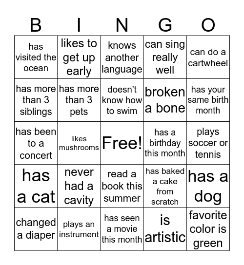 Find someone in this class who...... Bingo Card