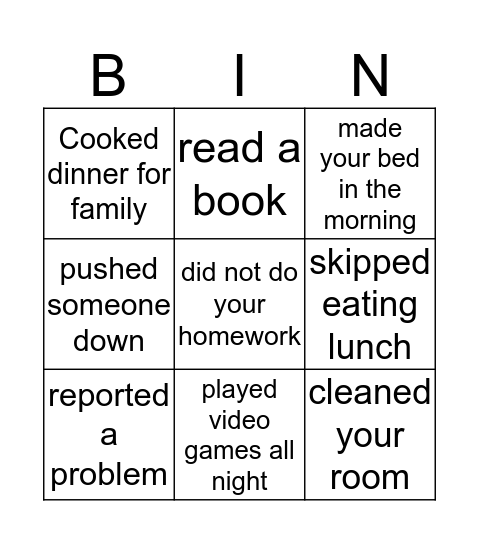 Responsible decisions Bingo Card