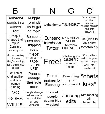 X1 Cord Eunsang Day Bingo Card