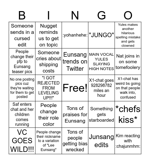 X1 Cord Eunsang Day Bingo Card