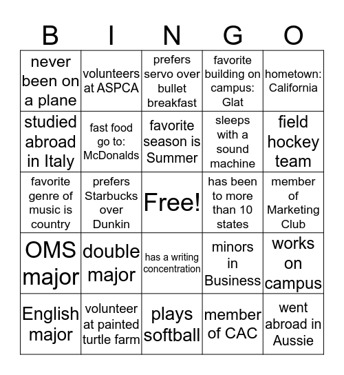 Sisterhood bingo Card