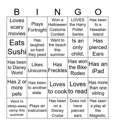 Find someone who... Bingo Card