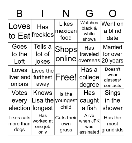 Get to Know You Bingo Card