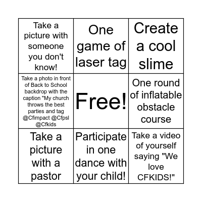 Back to School Bash Bingo Card