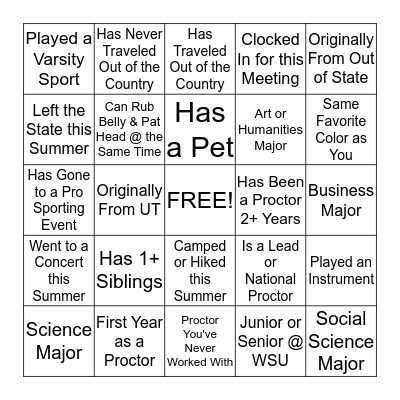 Welcome Back Bingo! Bingo Card