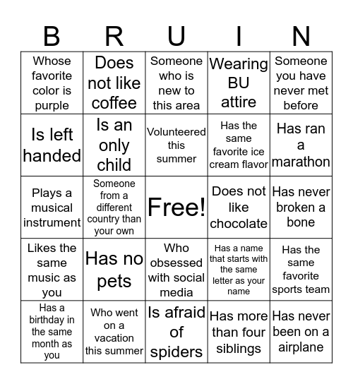 BRUIN Bingo Card