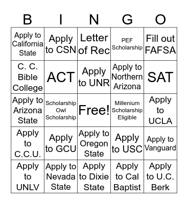 Calvary Chapel Senior Bingo  Bingo Card