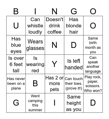 Buddy Bingo  Bingo Card