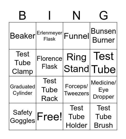Lab Equipment Bingo (Pictures) Bingo Card