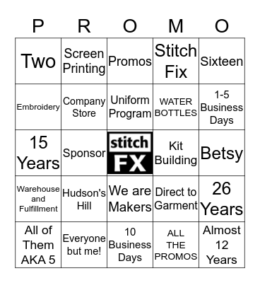 Stitch FX PROMO Bingo Card